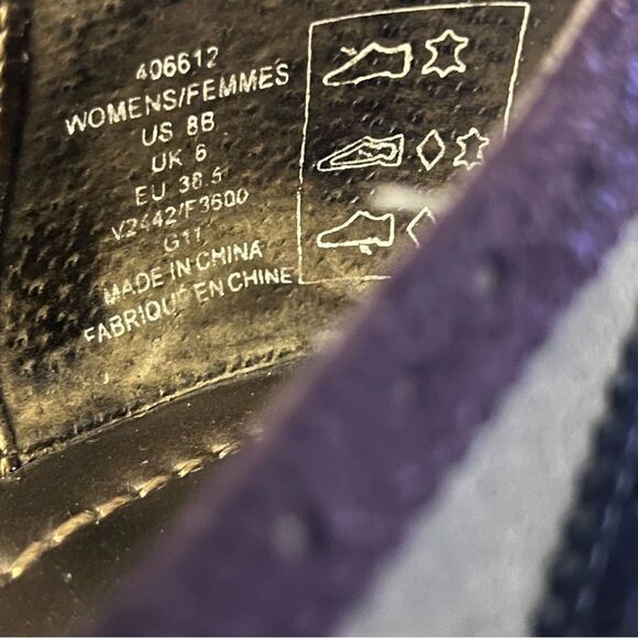 Lands End Purple Navy Suede Leather Kiltie Cap Toe Bow Academia Ballet Flats 8 - Picture 8 of 8